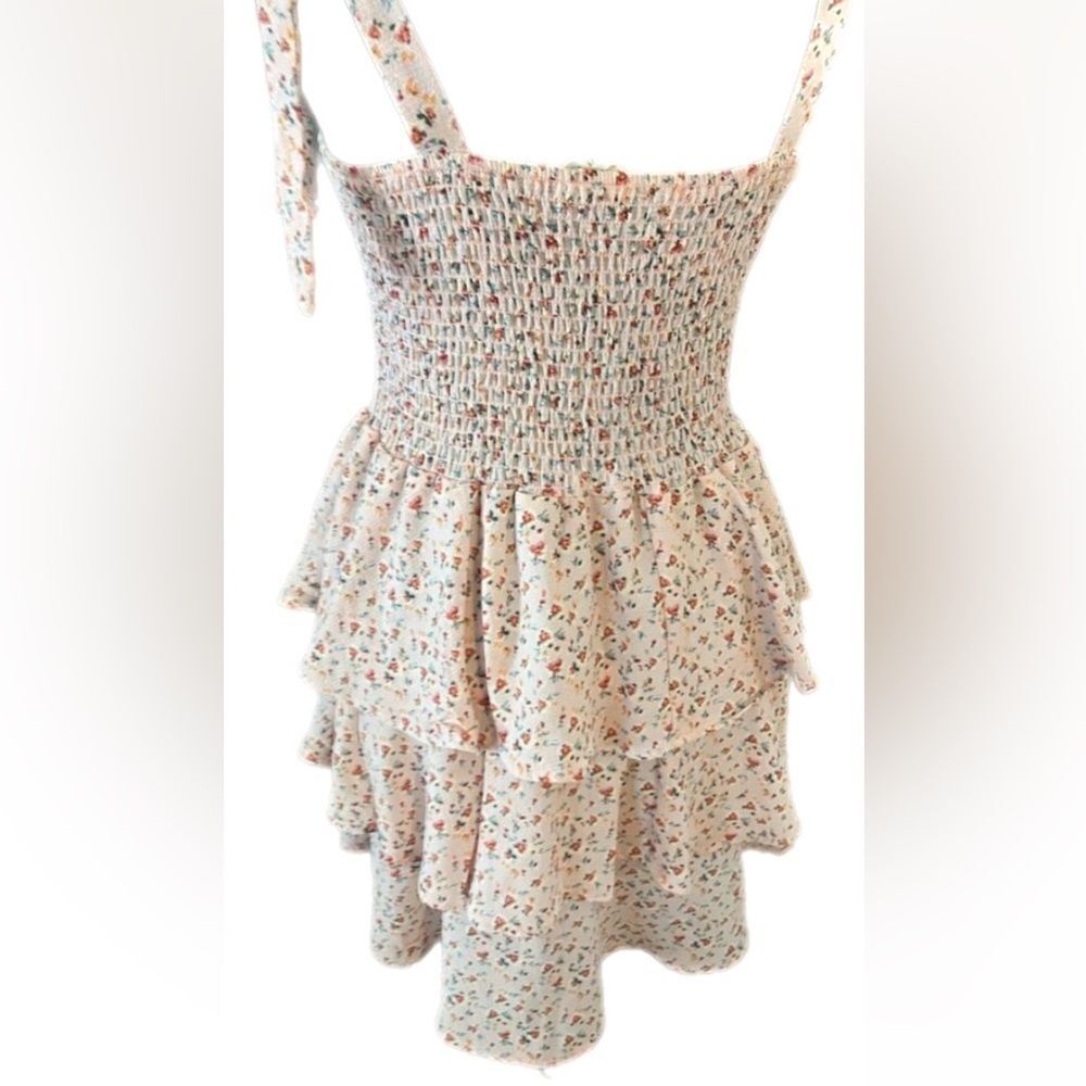 NWOT Pie In The Sky Smocked , Ruffled, Pink Sundress medium ￼ - Picture 6 of 12